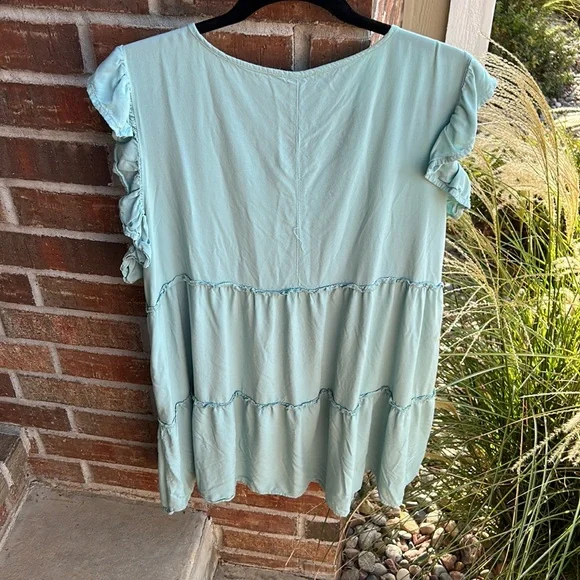 ZENANA Ladies 1X Mint Tiered Tunic or Minidress w/slight ruffles - Picture 7 of 8